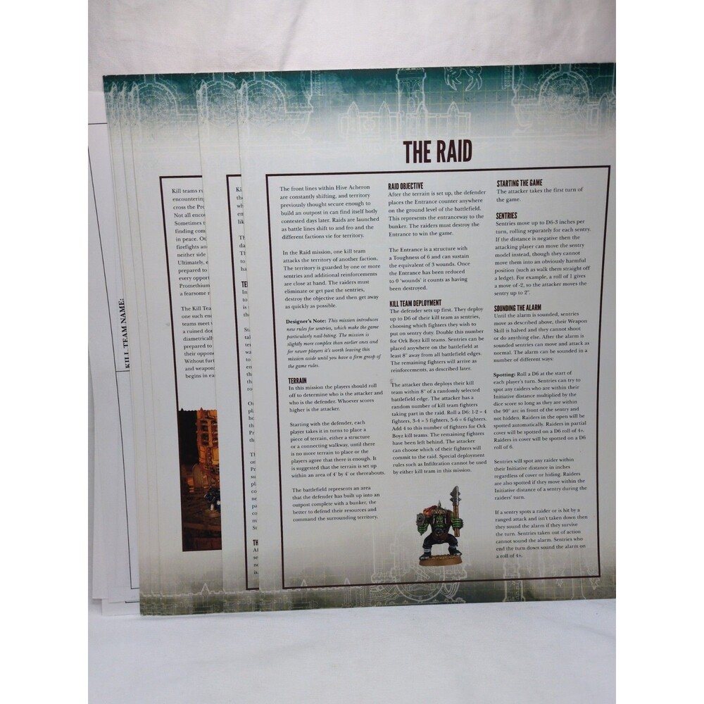(11) Warhammer 40k Kill Team Sheets/Charts
